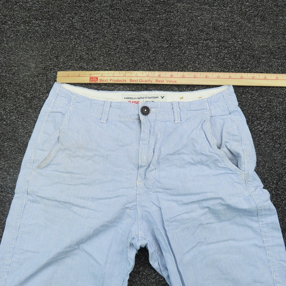 Pantalones Cortos American Eagle Adulto Talla 31 Azul y Blanco Rayas Clásicos 9 pulgadas Entrepierna Para Hombres Foto 3 de 4