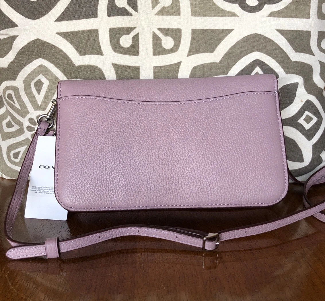 Frittura a tracolla Hayden Coach nuova con etichette in pelle ciottoli C4815 viola sbiadito