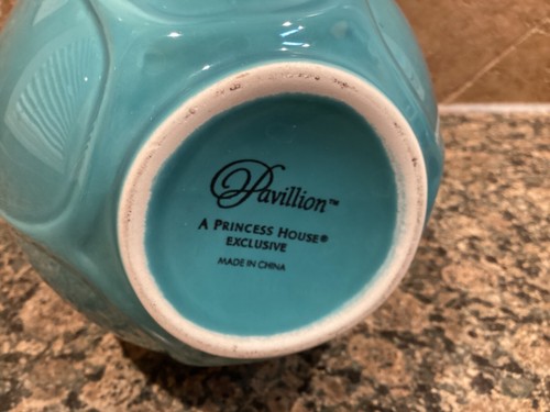 Princess House Aqua Del Mar Pavilion Ceramic Beverage Pitcher 1389. 12" Tall - Picture 3 of 4