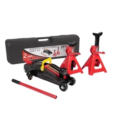 2 Ton Hydraulic Trolley Jack with Storage Case and 1 Pair 2 Ton Jack Stands