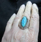 Vintage Size 10 Southwestern Men's Massive Silver Ring With Large Turquoise