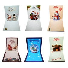 3D Pop Up Christmas Cards Set, 6 Pack Greeting Handmade Holiday Merry Xmas Ca...