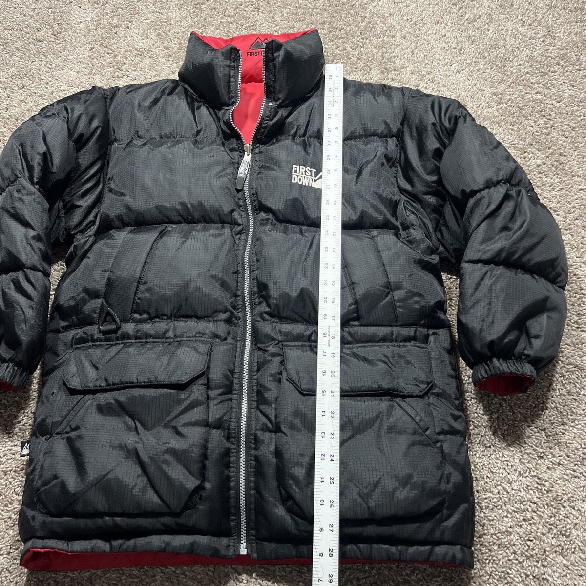 VTG 90's First Down Reversible Duck Down Puffer Jacket Red