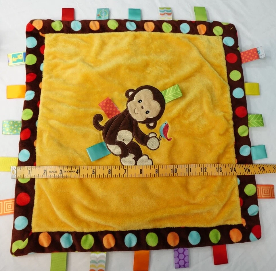 Mary Meyer Taggies 婴儿 猴子 鸟 波尔卡圆点 Lovey & Crinkle 猴子 摇铃 — 第 3/4 张图片