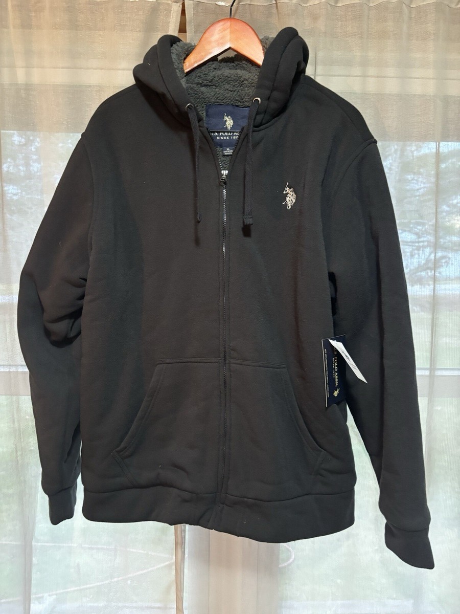 HOT Zipper Us Polo Assn Sherpa Hoodie US Polo Assn Xl Black
