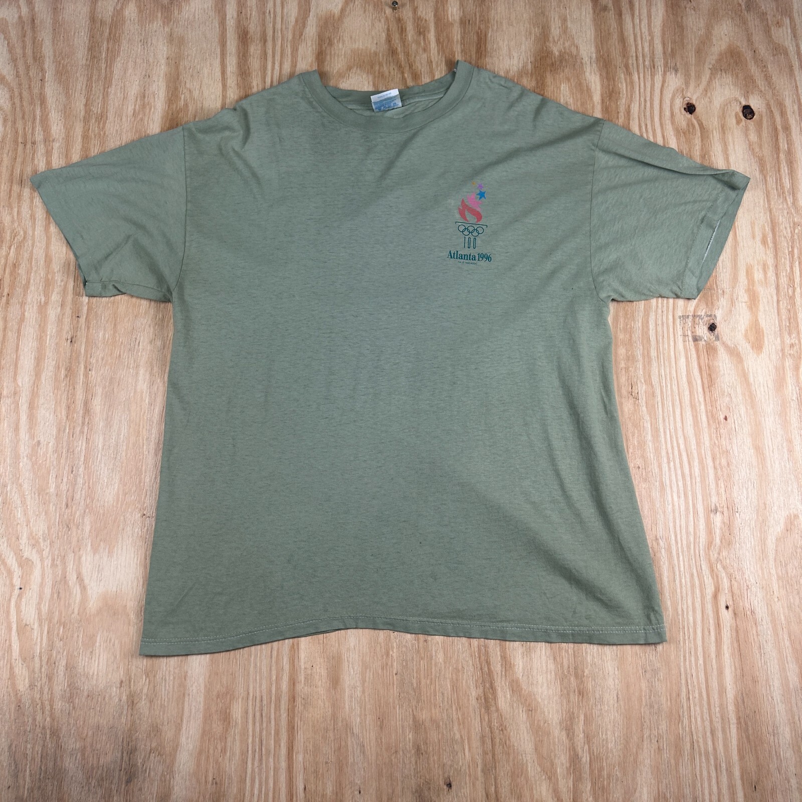 Vintage Hanes 1996 Atlanta Olympics XL Green Crew Neck T-Shirt for Men
