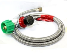 Propane 0-30 PSI Adjustable High pressure Regulator w/ 4ft Stainless Hose QCC-1
