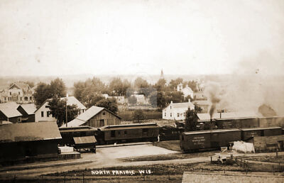 #ad #ad North Prairie WI Wisconsin Train Station Town View RPPC Photo Postcard COPY $4.95