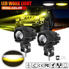 Pair 3 Led Work Lights Yellow White Spot Pods Driving Fog Lamps For Pickup Utv