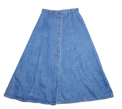 Vintage Midwest Traders Jean Skirt Front Button A-Line Size 11/12