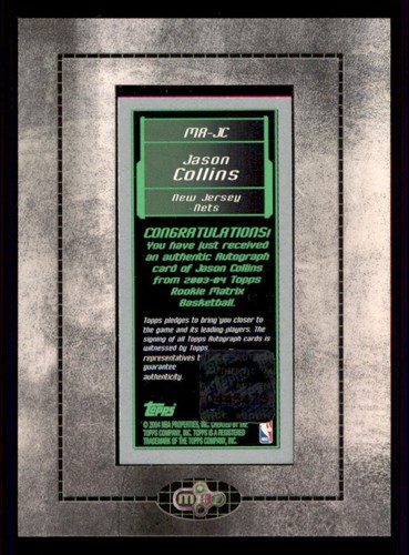 2003-04 Topps Rookie Matrix Mini AUTO #JC Jason Collins G - Picture 2 of 2