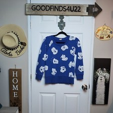Authentic Uniqlo x Disney Mickey Mouse All Over Graphic Print Blue Sweatshirt M