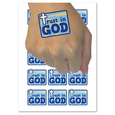 Trust in God Stylized with Cross Christian Temporary Tattoo Water Resistant Set