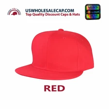 L.O.G.A Plain Blank Solid Polyester Fitted Sized Flat Bill Cap Hat 9 Sizes