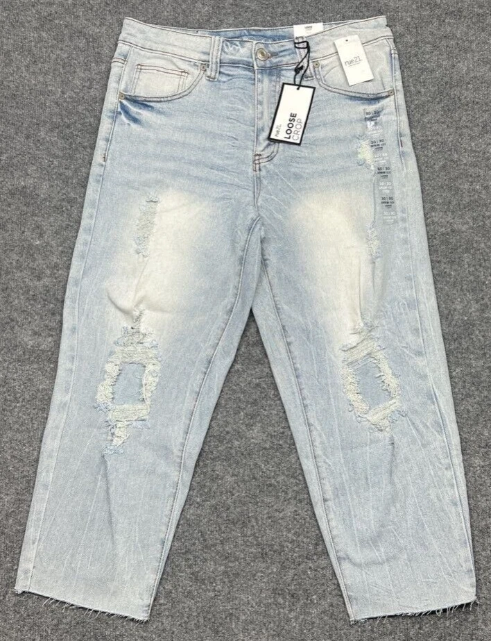 Jean homme Rue21 30X30 bleu denim coupe ample suprême flex stretch vieilli neuf