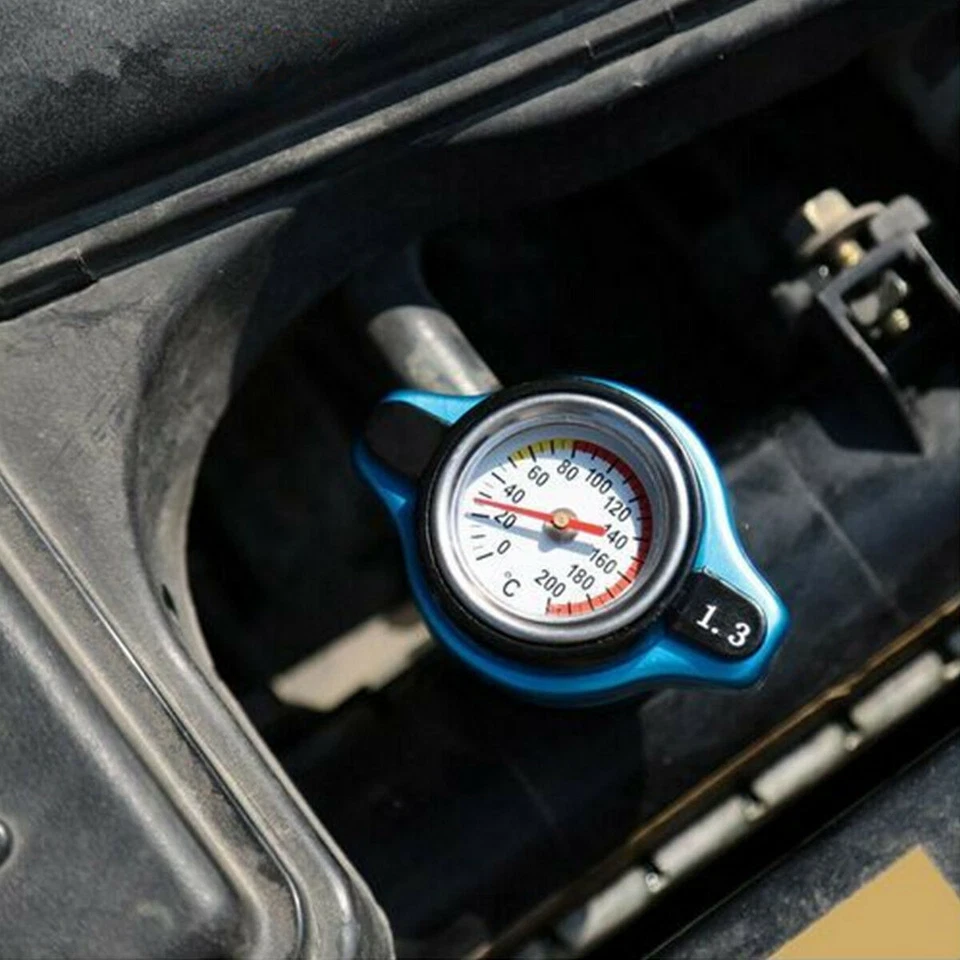 Aluminum Alloy Car Thermostatic Radiator Cap W/Water Temp Gauge 1.3 Bar Pressure - Image 3 of 4