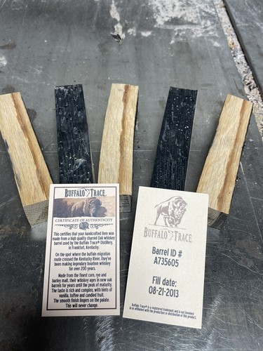 Authentic Buffalo Trace Barrel Whiskey Wood Pen Blank  W/ 2 COA Qty Pricing