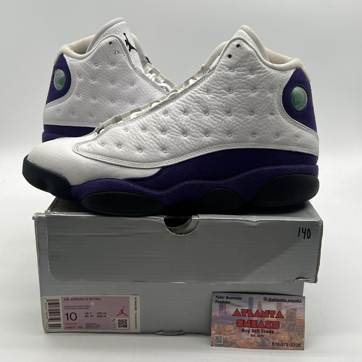 Size 10 Air Jordan 13 Retro Lakers White Purple Leather Suede