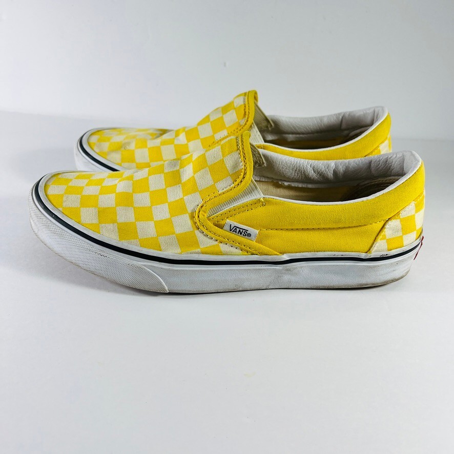 Vans Classic Checkerboard Slip On Men 8 Yellow White Skate  display picture 1