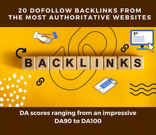 Premium package of 20 backlinks from the most authoritative sites (DA90 - DA100)