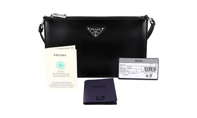 PRADA バッグ PRADA Polished Leather Triangle Bag / Handbag - 1BC155 - Black