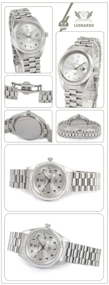 CAVADINI Herrenuhr CV-330JN Datum Edelstahl Indisch-Arabische Zahlen silber - Bild 2 von 4