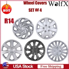 14" Set of 4 Wheel Covers Snap On Full Hub Caps fit R14 Tire & Steel Rim 14inch