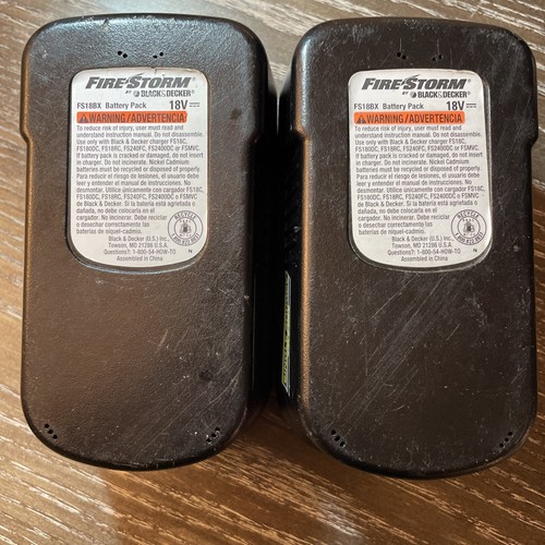 FS180BX Black & Decker (2) Battery Packs Fire storm 18Volts 18v Tested