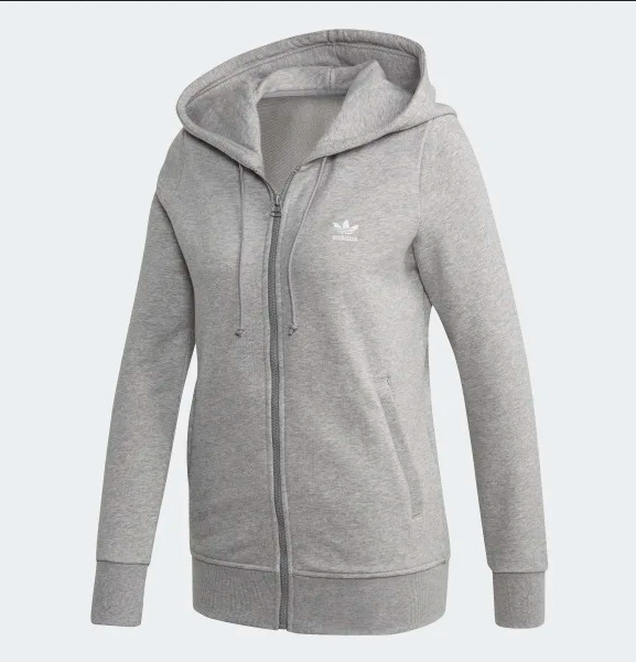 eBay Hoodie, Essentials Zip Adidas Medium | Trefoil Heather Women\'s Up Grey