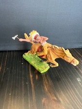 Vintage Tipple Topple Toys - Native American/Indian Figure on Horse w/Hatchet