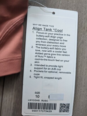Lululemon Align Tank Rustic Coral Size 