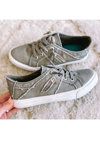 JENN ARDOR Women Sneakers Low Top Slip On Canvas Flats Walking Shoes Size 9-Gray - Picture 4 of 4