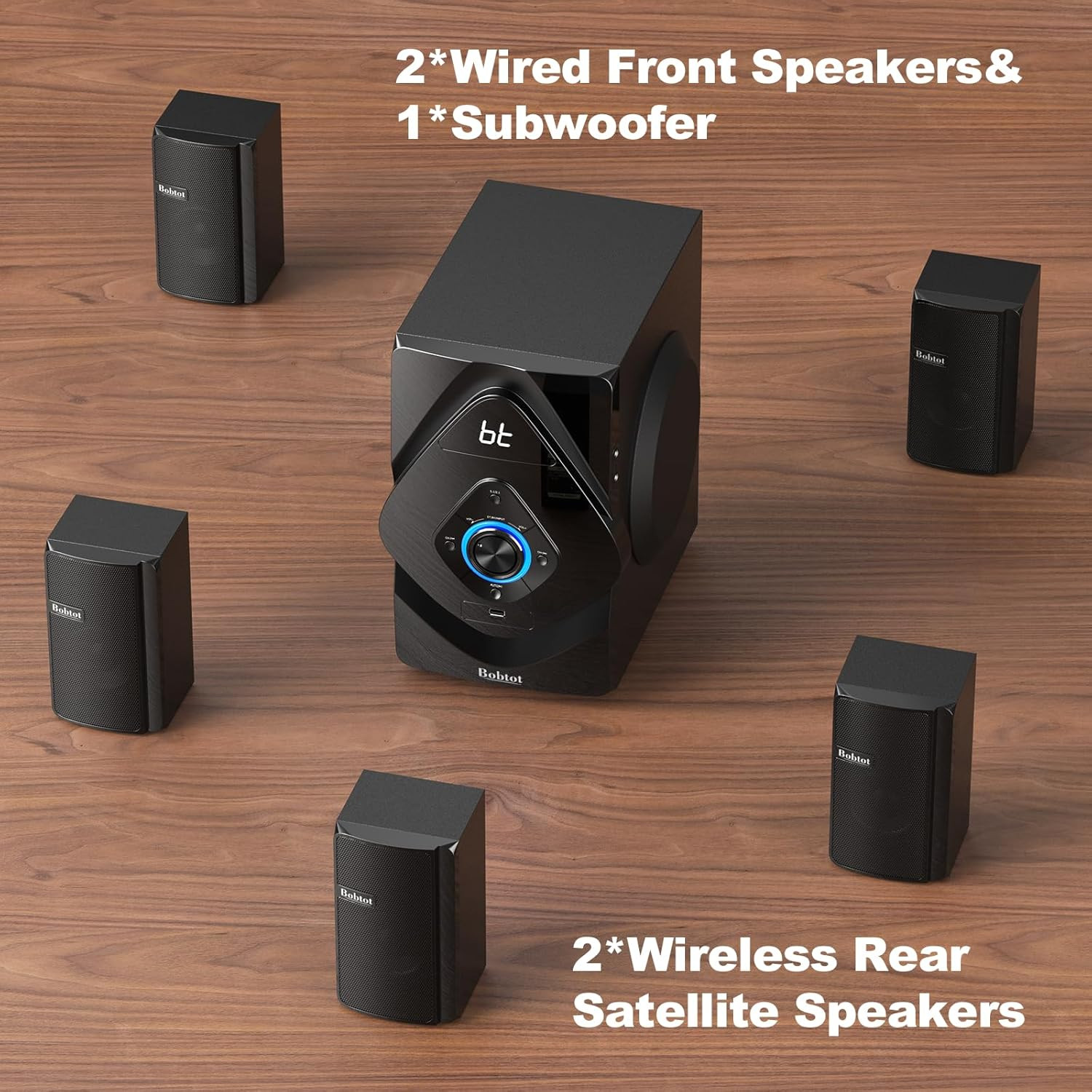 Surround Sound Systems Wireless Rear Satellite Speakers - 800W 6.5Inch Subwoofer