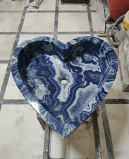 Fregadero de ágata corazón hecho a mano | Lavabo de baño de piedra natural de lujo