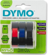 Dymo nastro etichette 9 mmx3 mt in blister da 3 pz nero - rosso - blu