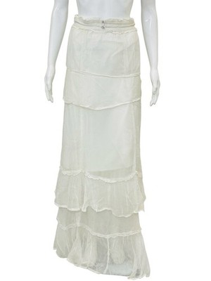 Ulla Johnson Damen Volant Mehrlagiger Sheer Boho Rock Weiß Lang Gr. S 2