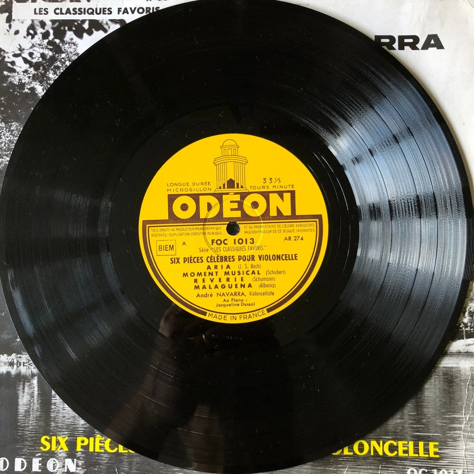 ODEON FOC 1013 - NAVARRA DUSSOL - SIX PIECES CELEBRES POUR VIOLONCELLE 10" VG++ - Photo 3/4