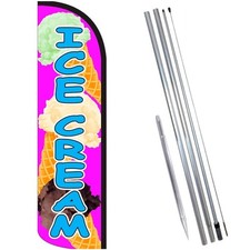 ICE CREAM Windless Feather Flag Bundle Complete Kit OR Optional Replacement Fl