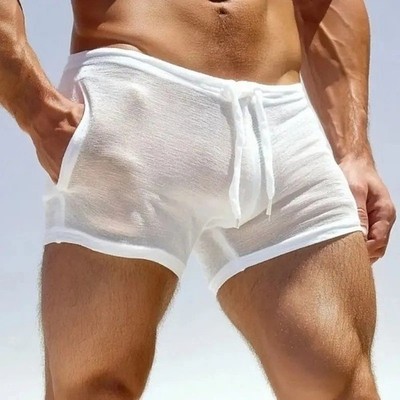 Summer Mens Shorts Sexy Semi-transparent Quick Dry Shorts Breathable Casual