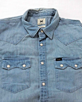 Lee Herren Jeans Hemd Größe M Regular Fit Western Style ZD591