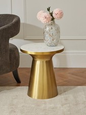Bongo Side Table Gold White Modern Living Room Furniture UK