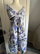KOMODO Abstract Geometric Sundress Blue Purple Boho Summer Dress Size 1 UK 8 S