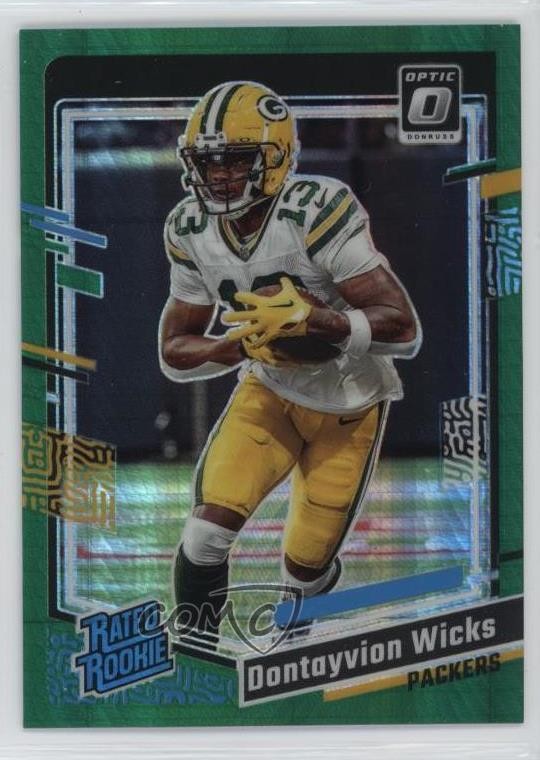 2023 Donruss Optic Rated Green Hyper Prizm Dontayvion Wicks #249 Rookie RC 16tx