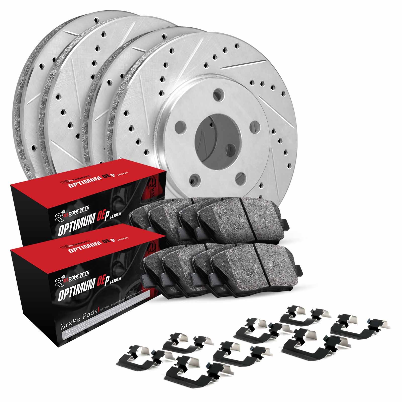 R1 Concepts Wguh2 72041 R1 Brake Rotors   D S   Silver W  Optimum Oe Pads