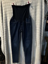 Jessica Simpson Maternity Ankle Jeans Dark Wash Blue Denim Over-Belly Panel M
