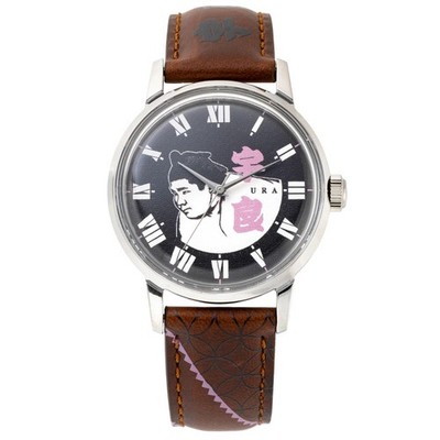 Sumo Wrestler URA Leather Wrist Watch Rikishi LVB140 Brown×Pink with box JAPAN