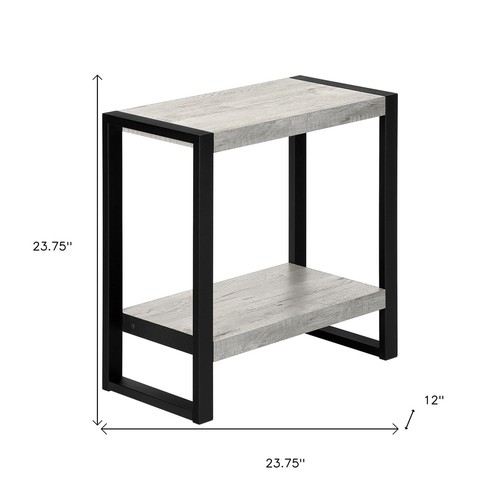 24" Black And Gray End Table With Shelf - Picture 8 of 9
