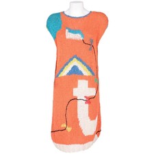 Women's Vintage 80s Linen Dress Col. Multicolor X5098