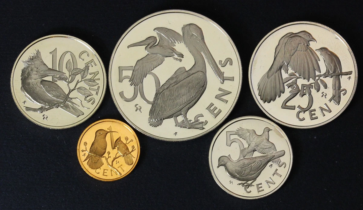 1973年 ブリティッシュバージンアイランド 記念硬貨セット British Virgin Islands 1973 - Six Coin Wildlife Proof Set with Box