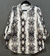 Halife 2X Tunic Snakeskin Print Top Blouse Pullover Career Goth Garden Fairy